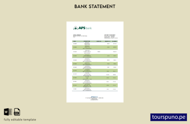 listo para imprimir plantilla de Word   extracto bancario APS de Malta